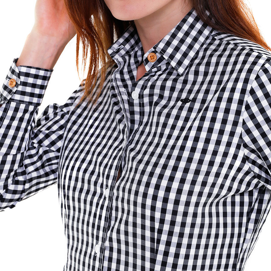 Camisa de Manga Larga Cuadros Negros D-2604
