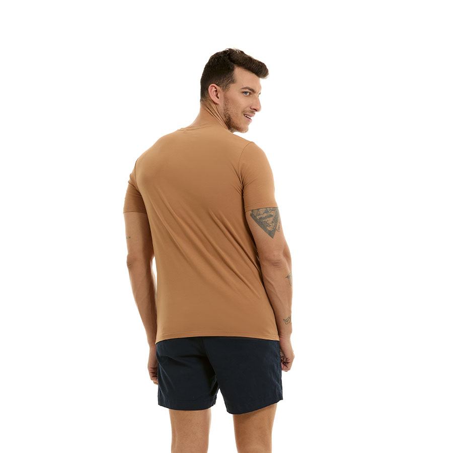 Playera lisa marrón de manga corta hombre