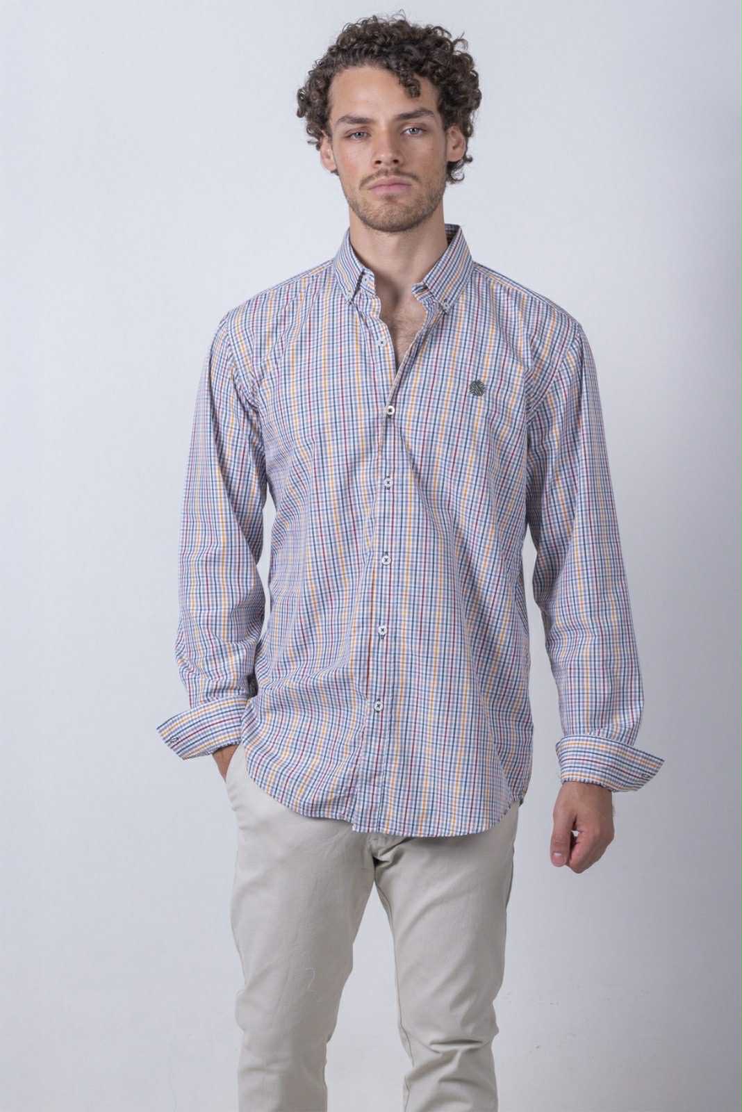 Camisa De Manga Larga Mini Cuadros Multicolor MR-1492