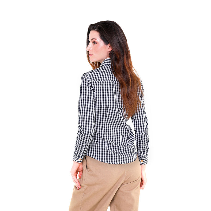 Camisa de Manga Larga Cuadros Negros D-2604