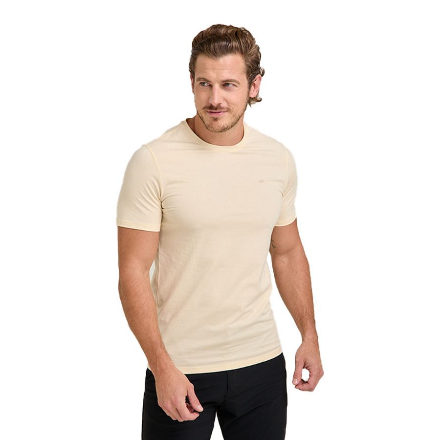Playera lisa amarilla de manga corta hombre