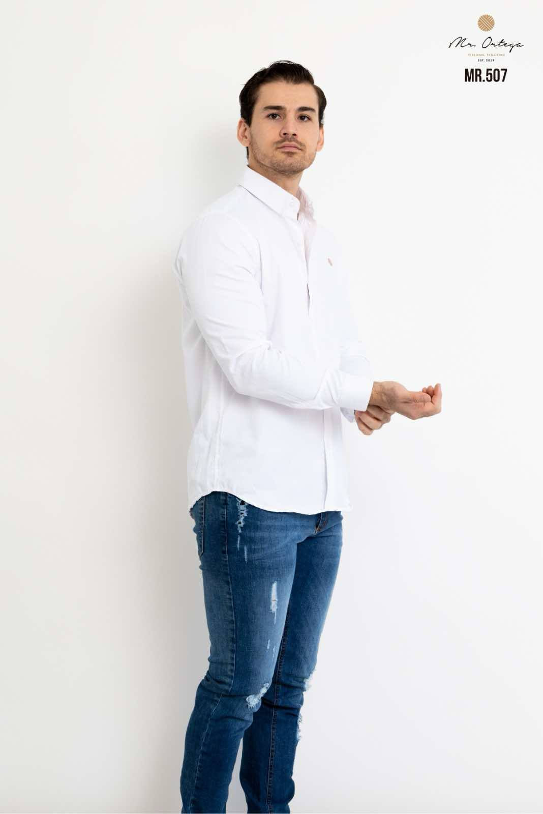 Camisa De Manga Larga Blanca MR-507