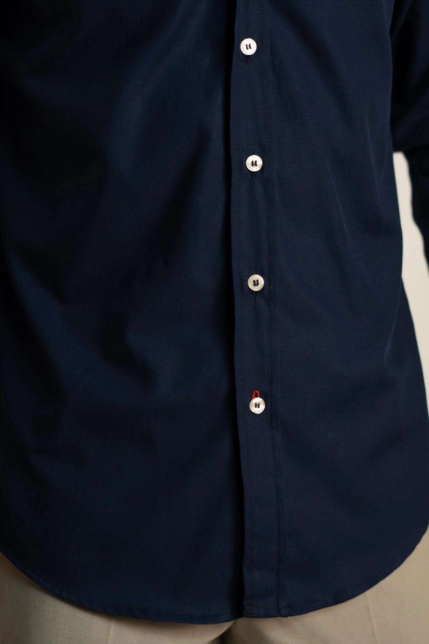 Camisa Azul Marino Algodón Manga Larga