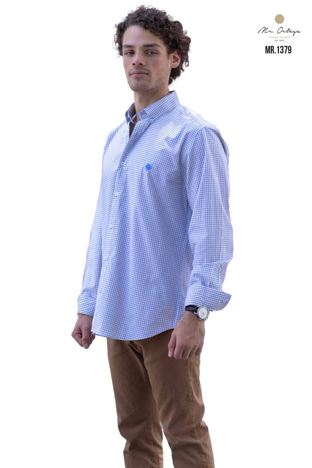 Camisa De Manga Larga Mini Cuadros MR-1379