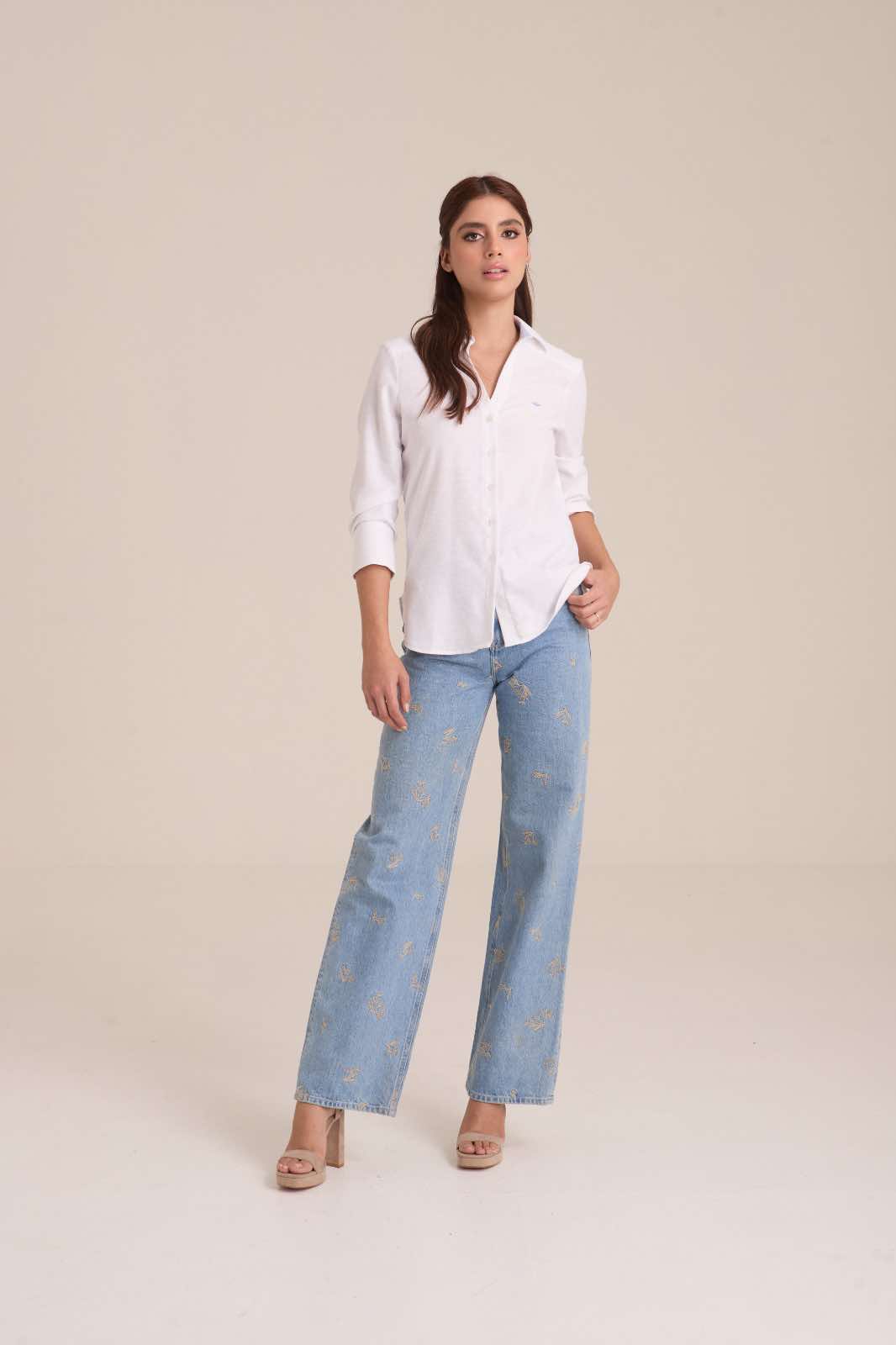 Camisa de Manga 3/4 Blanco D-2511