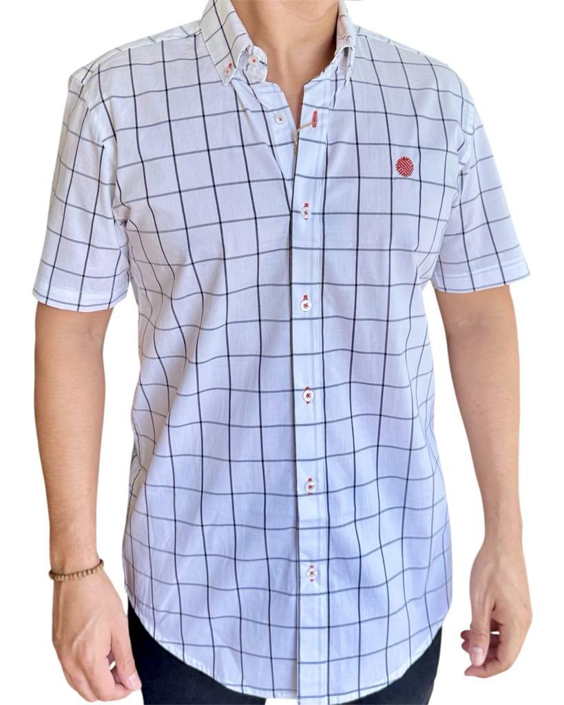 Camisa De Manga Corta A Cuadros MR-1096