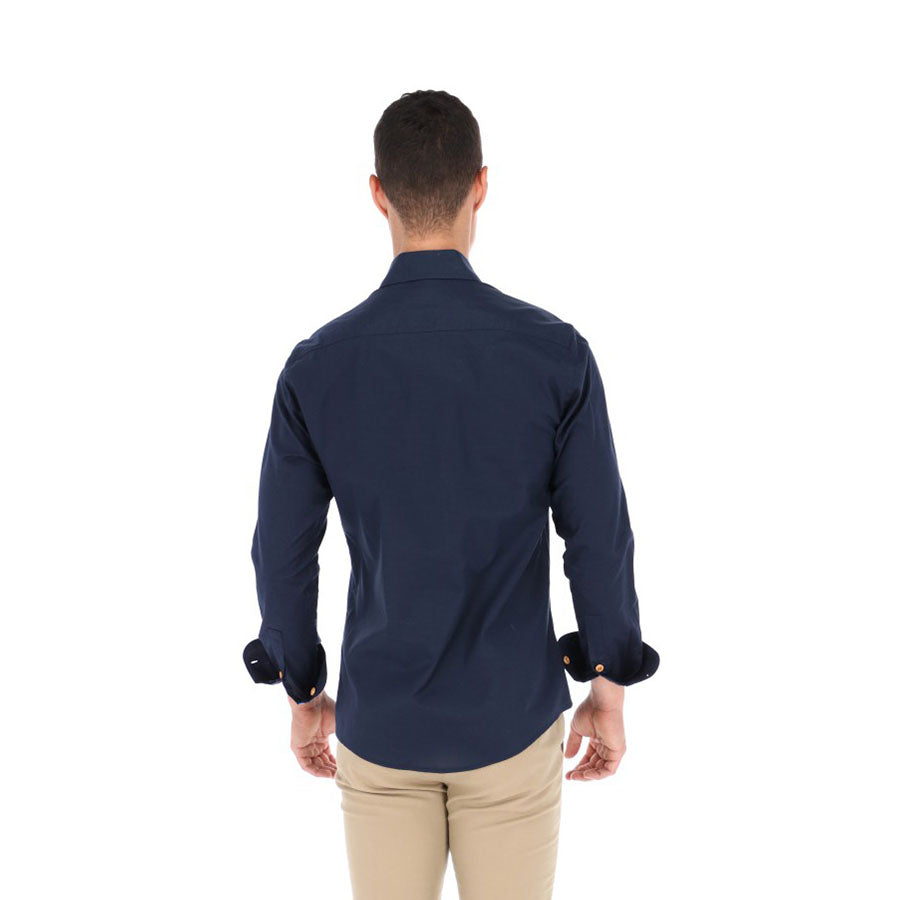 Camisa de Manga Larga Azul Marino E-2046