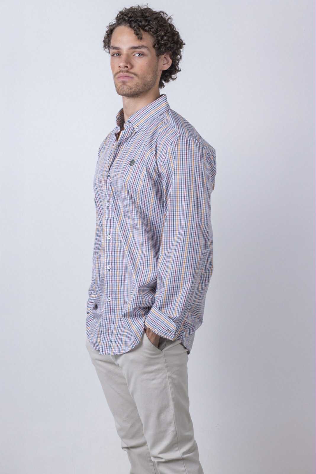 Camisa De Manga Larga Mini Cuadros Multicolor MR-1492