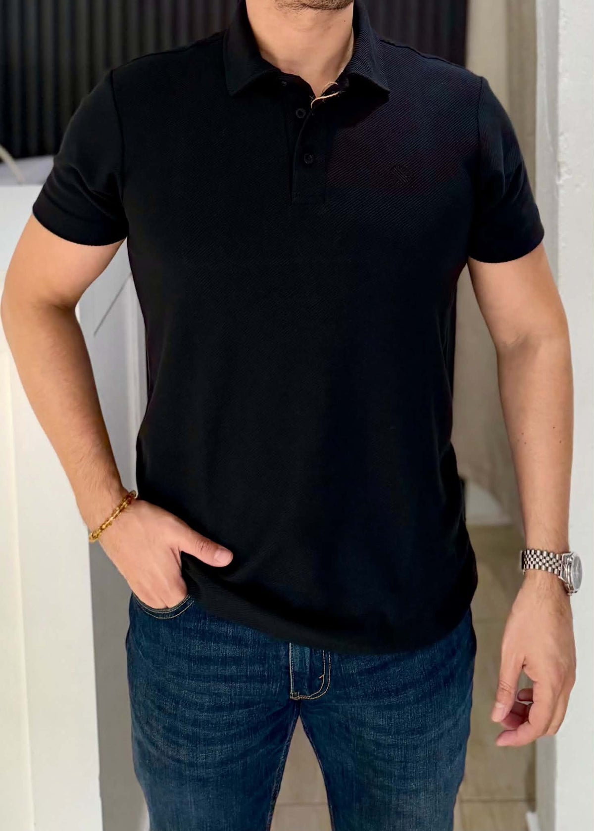 Playera Polo Negra 100% Algodón