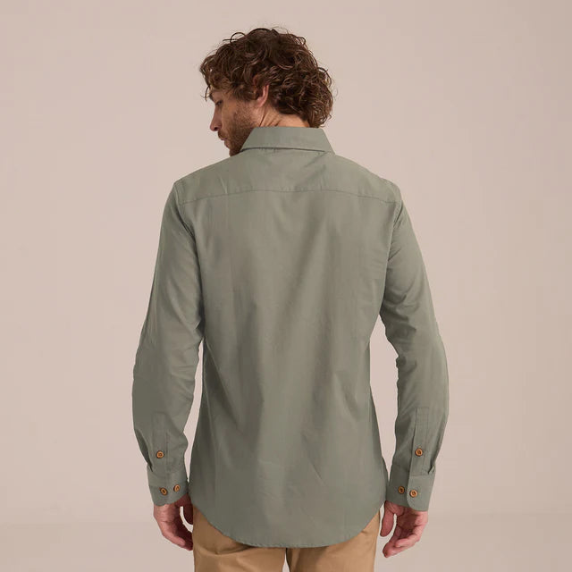 Camisa de Manga Larga Verde Militar Hombre