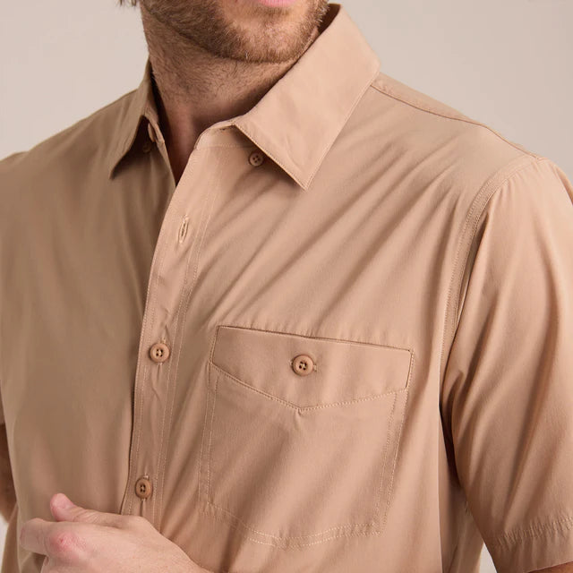 Camisa Explorer Manga Corta Hombre Beige Alto Rendimiento