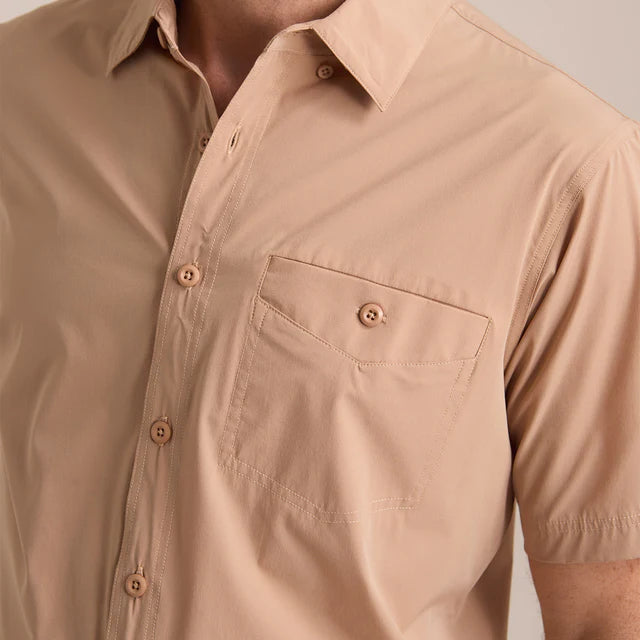 Camisa Explorer Manga Corta Hombre Beige Alto Rendimiento