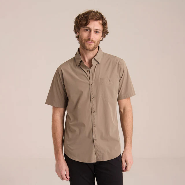 Camisa Explorer Manga Corta Hombre Verde Militar Alto Rendimiento