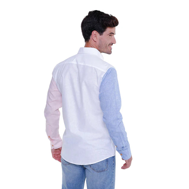 Camisa de Manga Larga Bloque de Colores Hombre