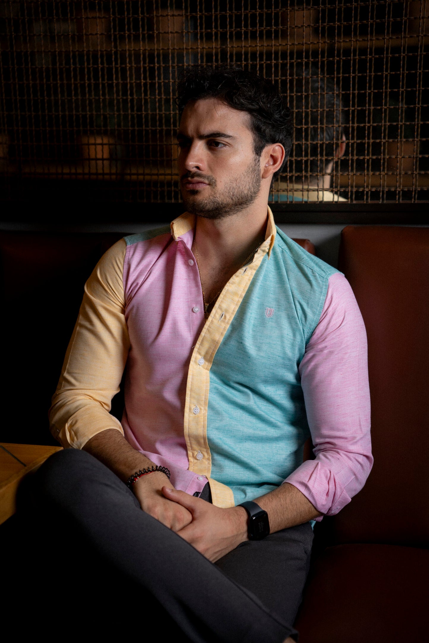 Camisa de Manga Larga Combinaciones Menta, Rosa Y Amarillo FOR 2938