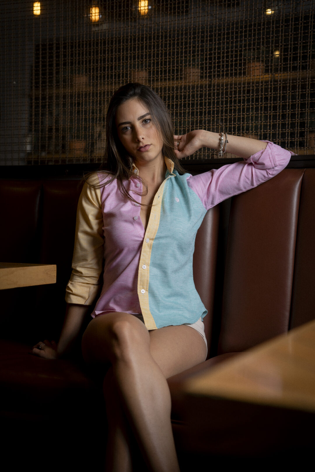 Camisa de Manga Larga Combinaciones Menta, Rosa Y Amarillo FOR 2939