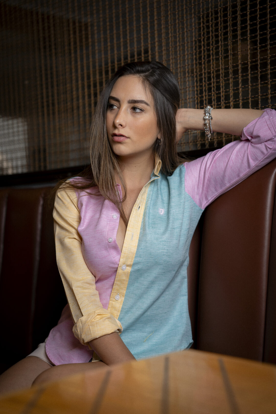 Camisa de Manga Larga Combinaciones Menta, Rosa Y Amarillo FOR 2939