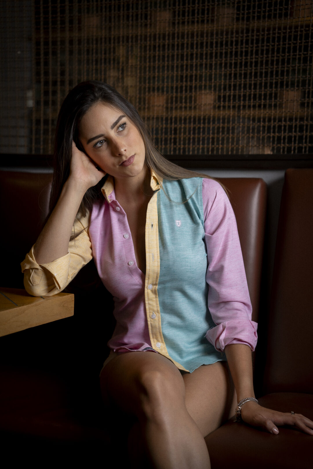Camisa de Manga Larga Combinaciones Menta, Rosa Y Amarillo FOR 2939