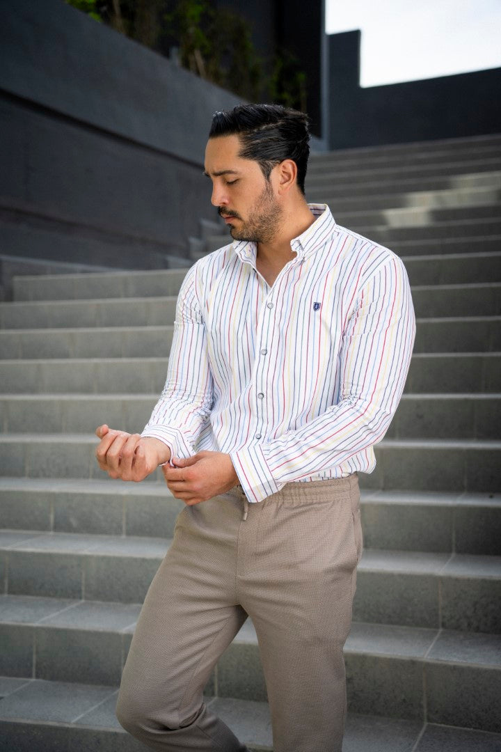 Camisa de Manga Larga A Rayas Multicolor FOR 3099