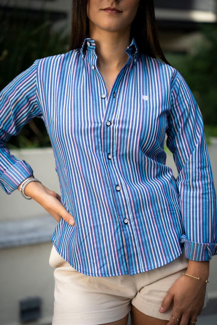 Camisa de Manga Larga A Rayas Multicolor FOR 3108