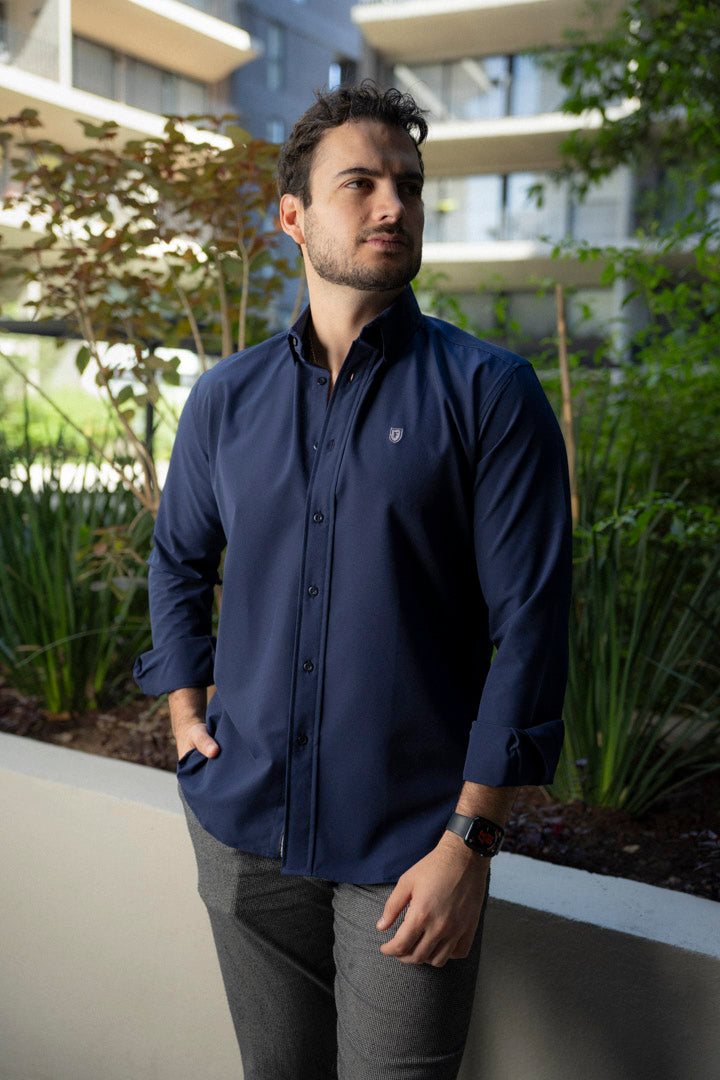 Camisa de Manga Larga Azul Marino FOR 3125