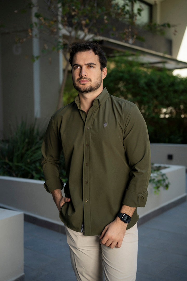 Camisa de Manga Larga Verde Militar FOR 3127
