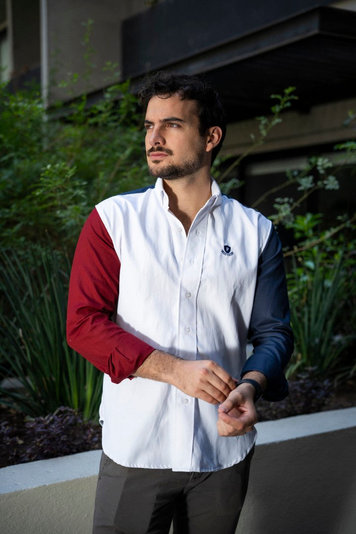 Camisa de Combinaciones Blanco, Vino, Marino FOR3151