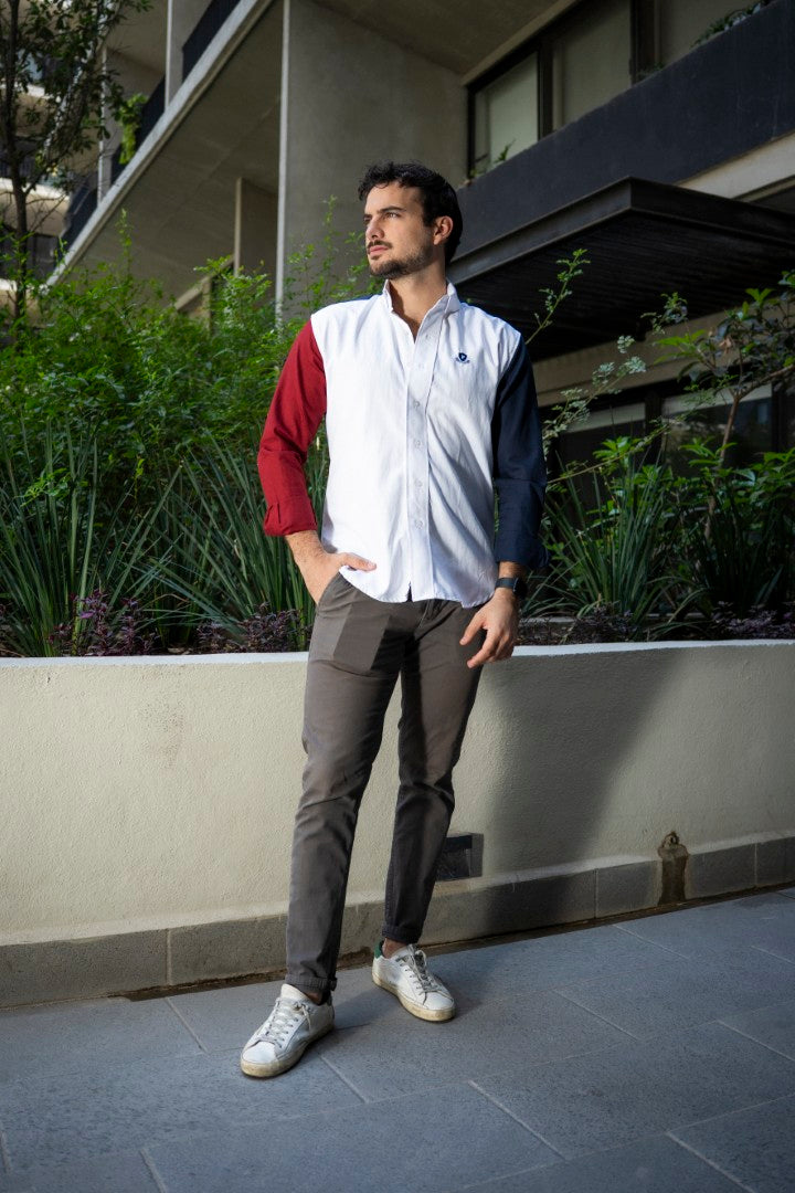 Camisa de Combinaciones Blanco, Vino, Marino FOR3151