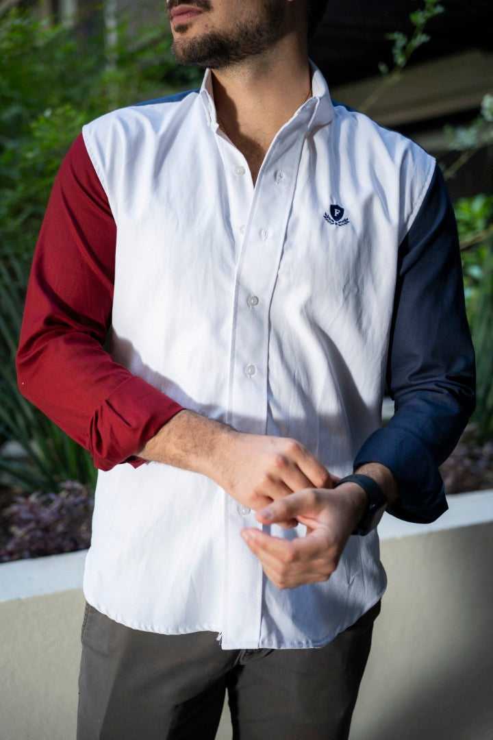 Camisa de Combinaciones Blanco, Vino, Marino FOR3151