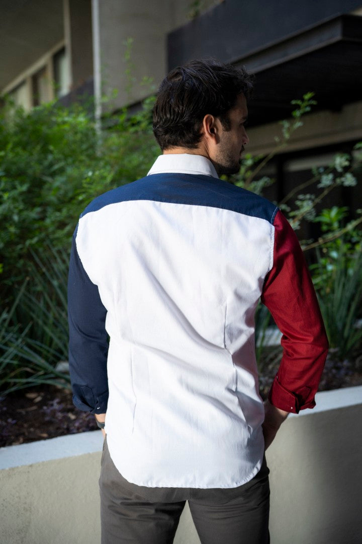 Camisa de Combinaciones Blanco, Vino, Marino FOR3151