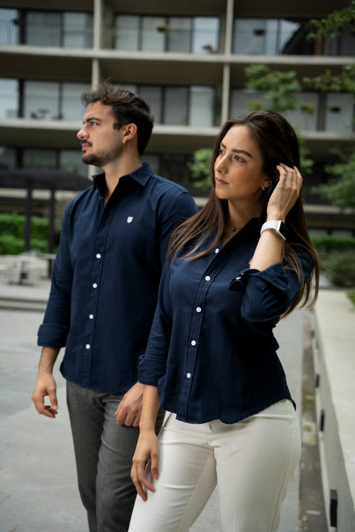 Camisa de Manga Larga Azul Marino FOR 3212