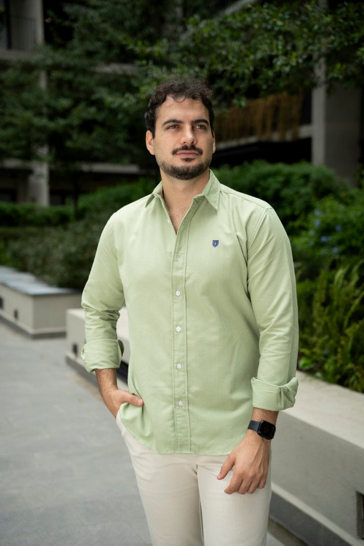 Camisa de Manga Larga Verde Limón FOR 3215