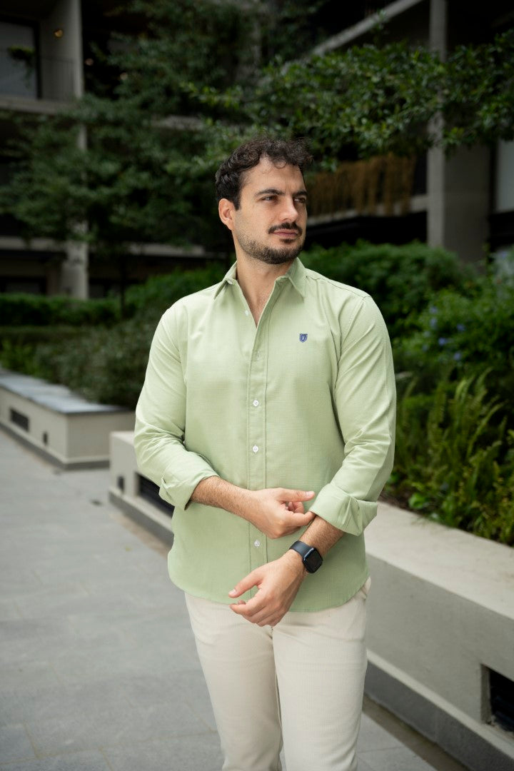 Camisa de Manga Larga Verde Limón FOR 3215