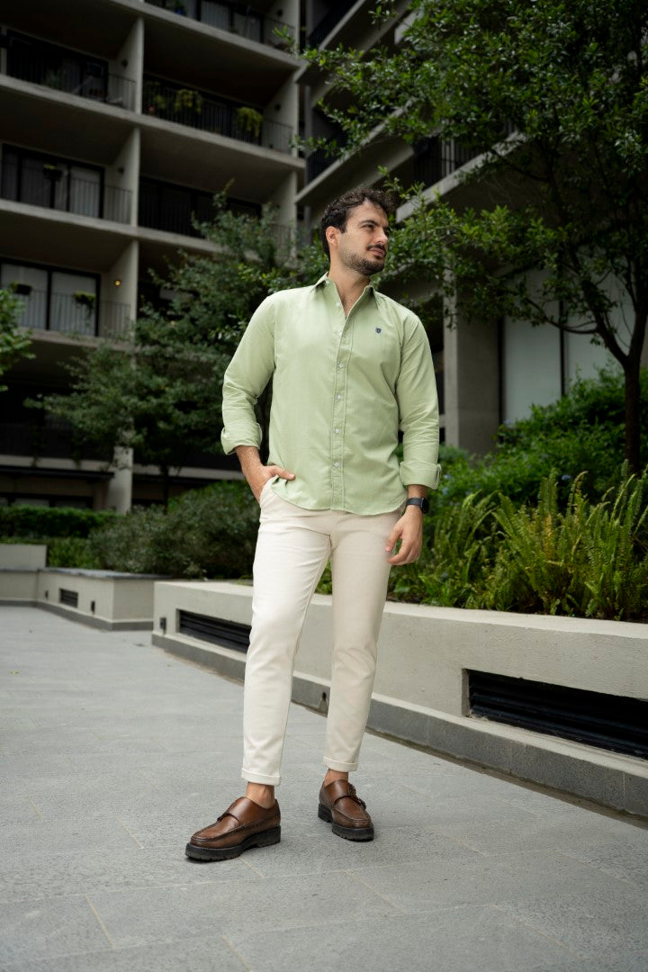 Camisa de Manga Larga Verde Limón FOR 3215
