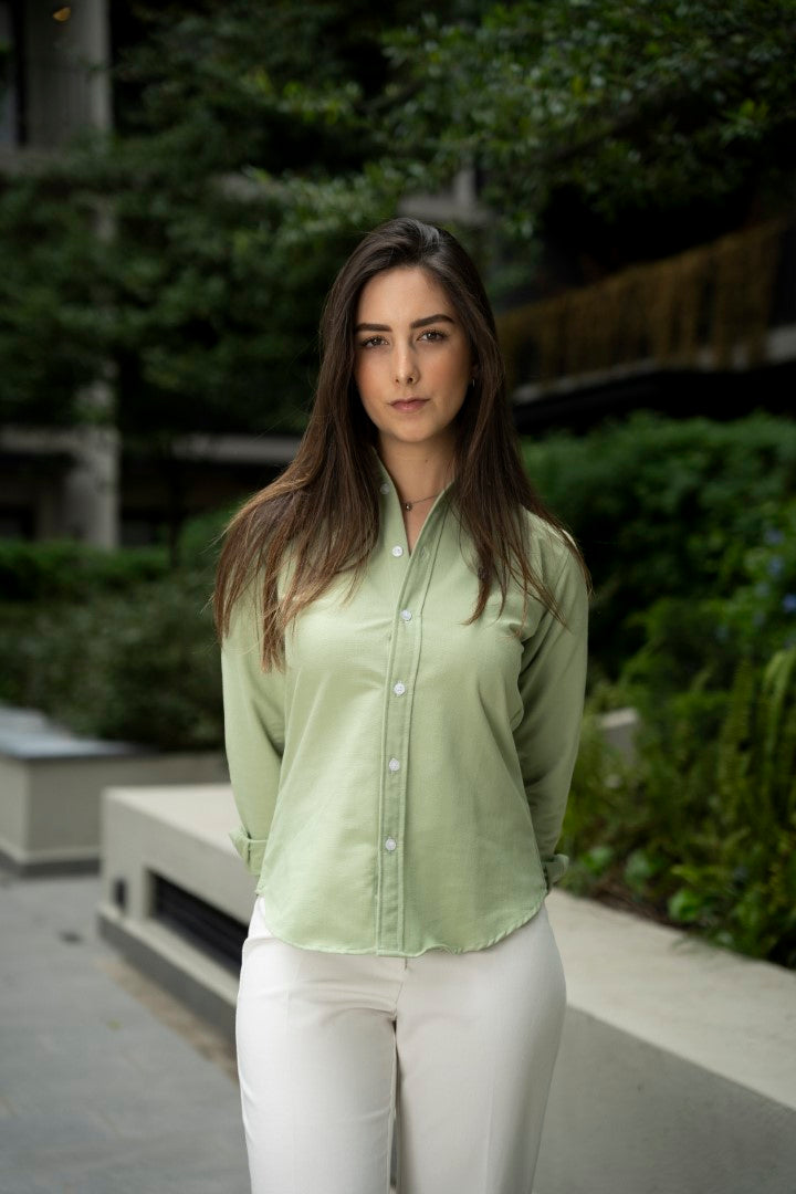 Camisa de Manga Larga Verde Limón FOR 3216