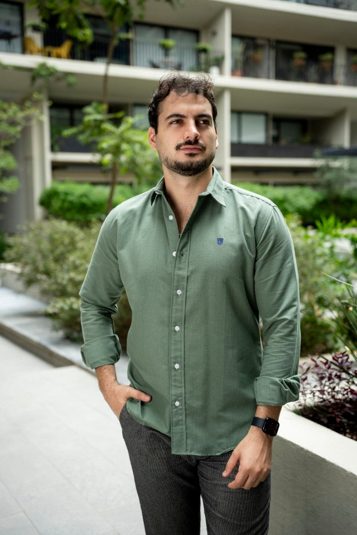 Camisa de Manga Larga Verde FOR 3219