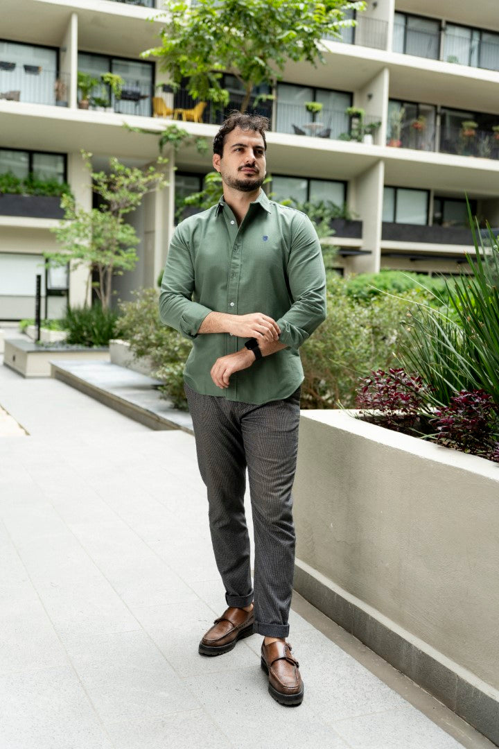 Camisa de Manga Larga Verde FOR 3219