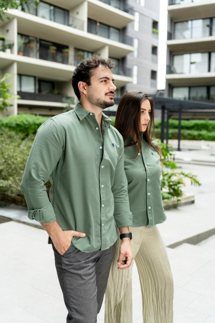 Camisa de Manga Larga Verde FOR 3220