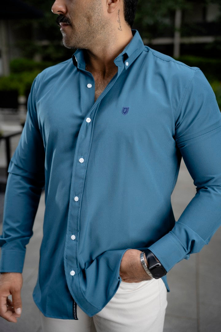 Camisa de Manga Larga Azul Zafiro FOR 3256