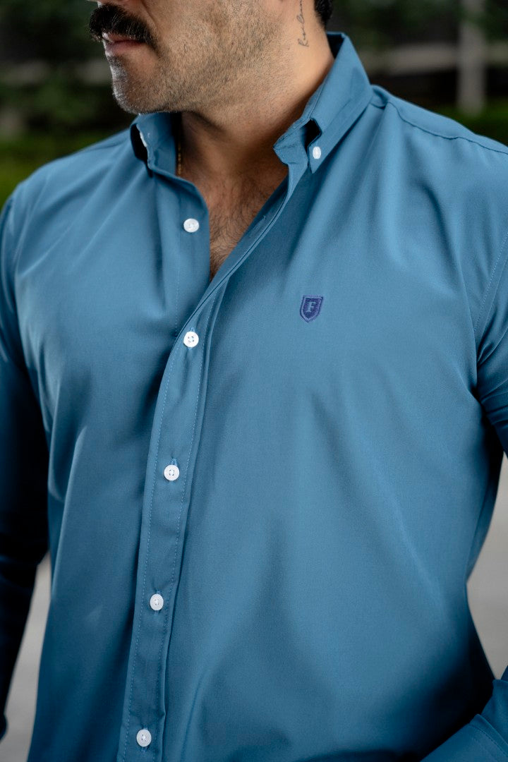 Camisa de Manga Larga Azul Zafiro FOR 3256
