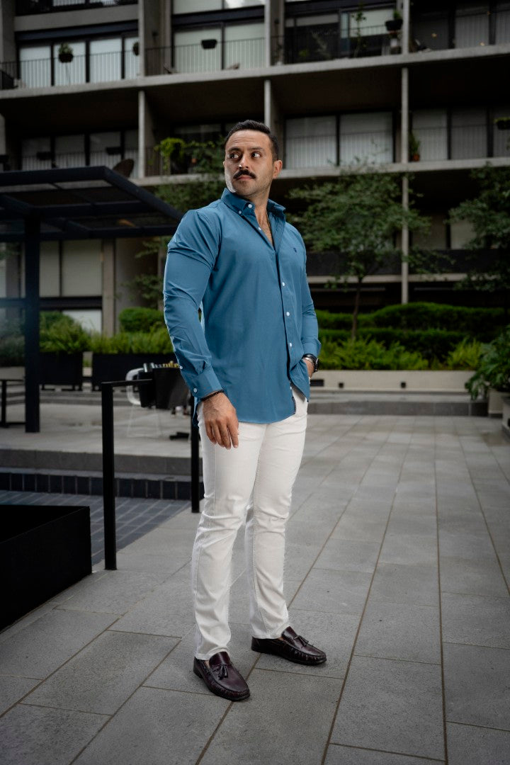 Camisa de Manga Larga Azul Zafiro FOR 3256