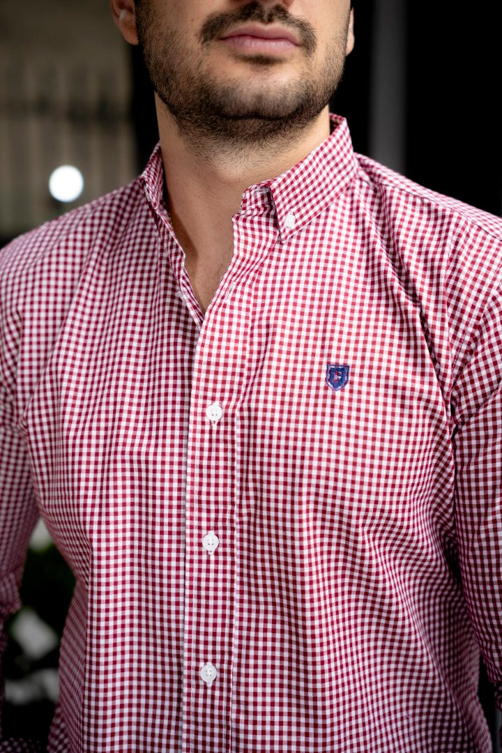 Camisa de Manga Larga Mini Cuadros Rojo FOR3268