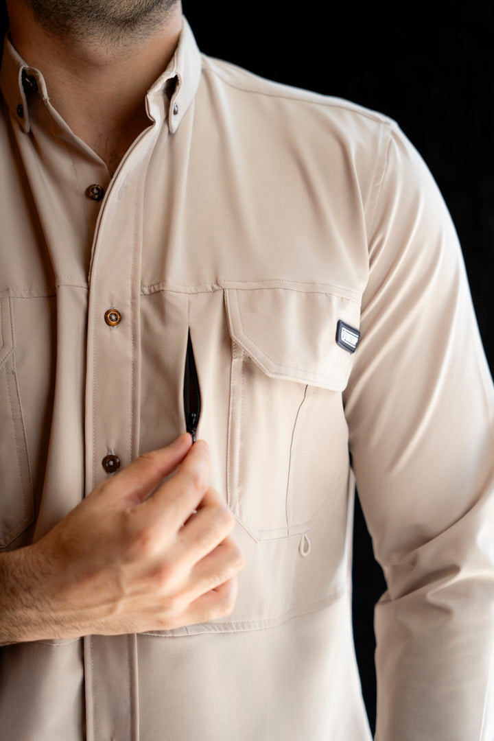 Camisa de Manga Larga Beige Dryflex FOR 3288