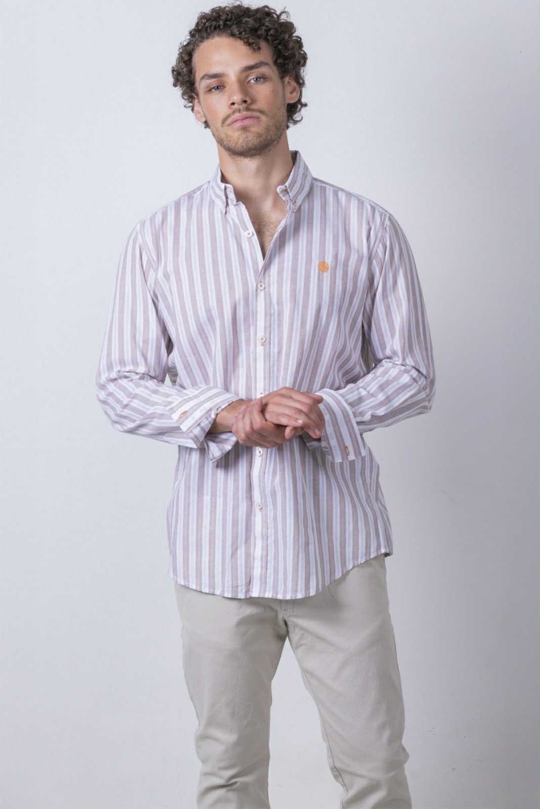 Camisa De Manga Larga A Rayas MR-1498