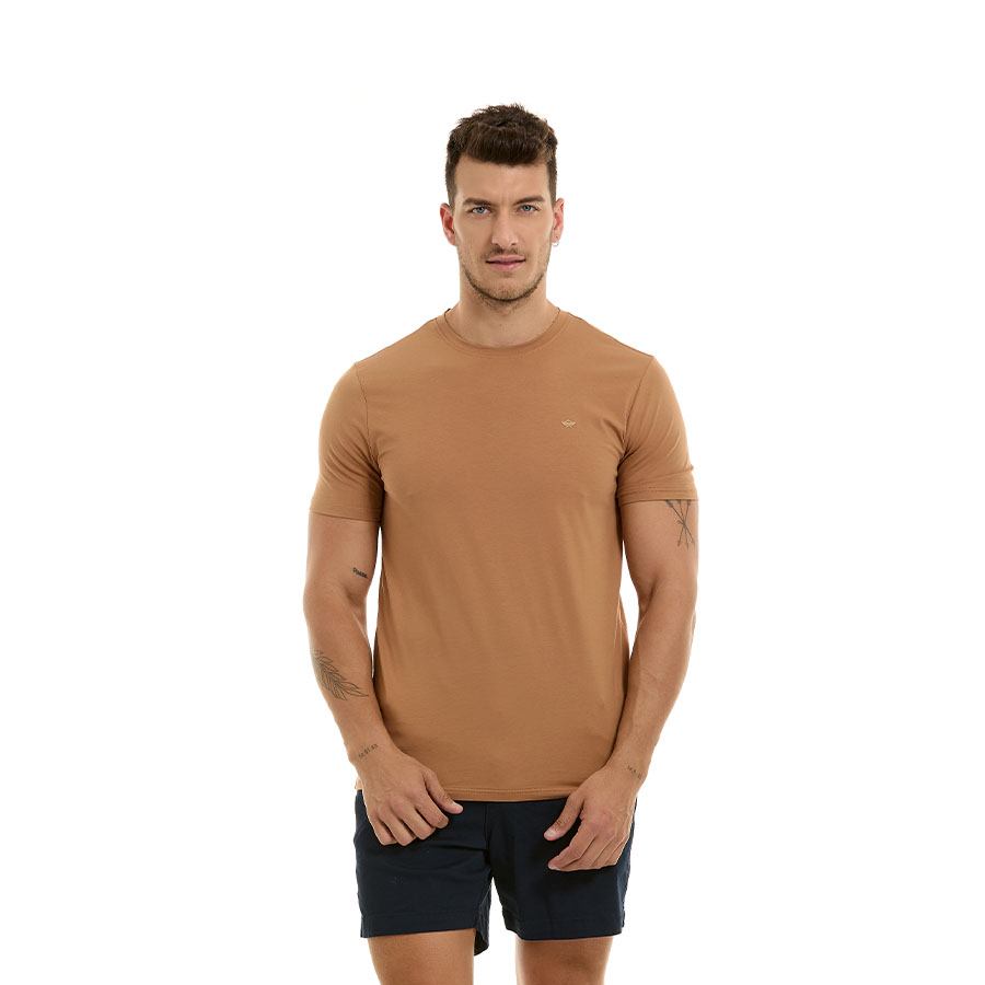 Playera lisa marrón de manga corta hombre