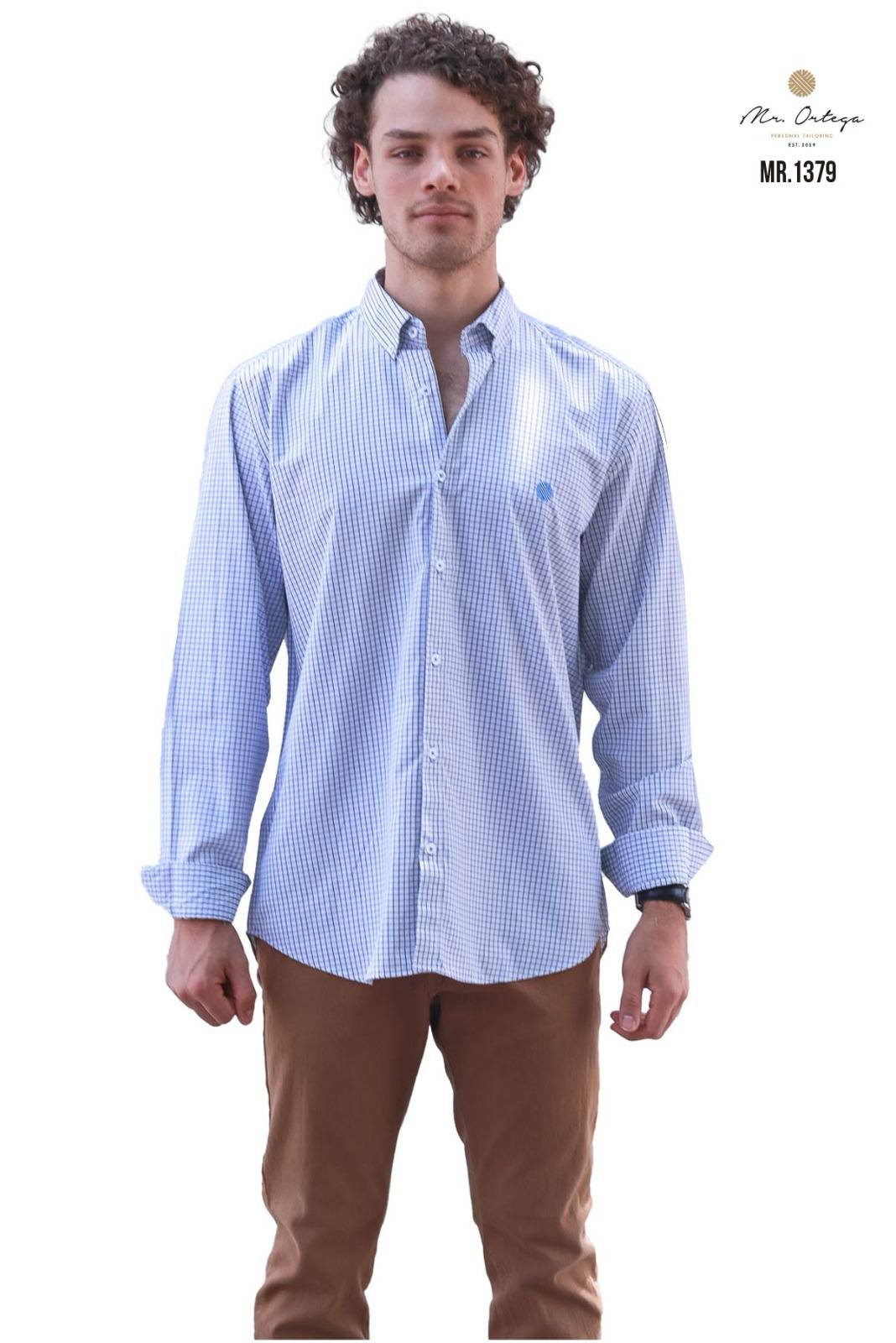 Camisa De Manga Larga Mini Cuadros MR-1379