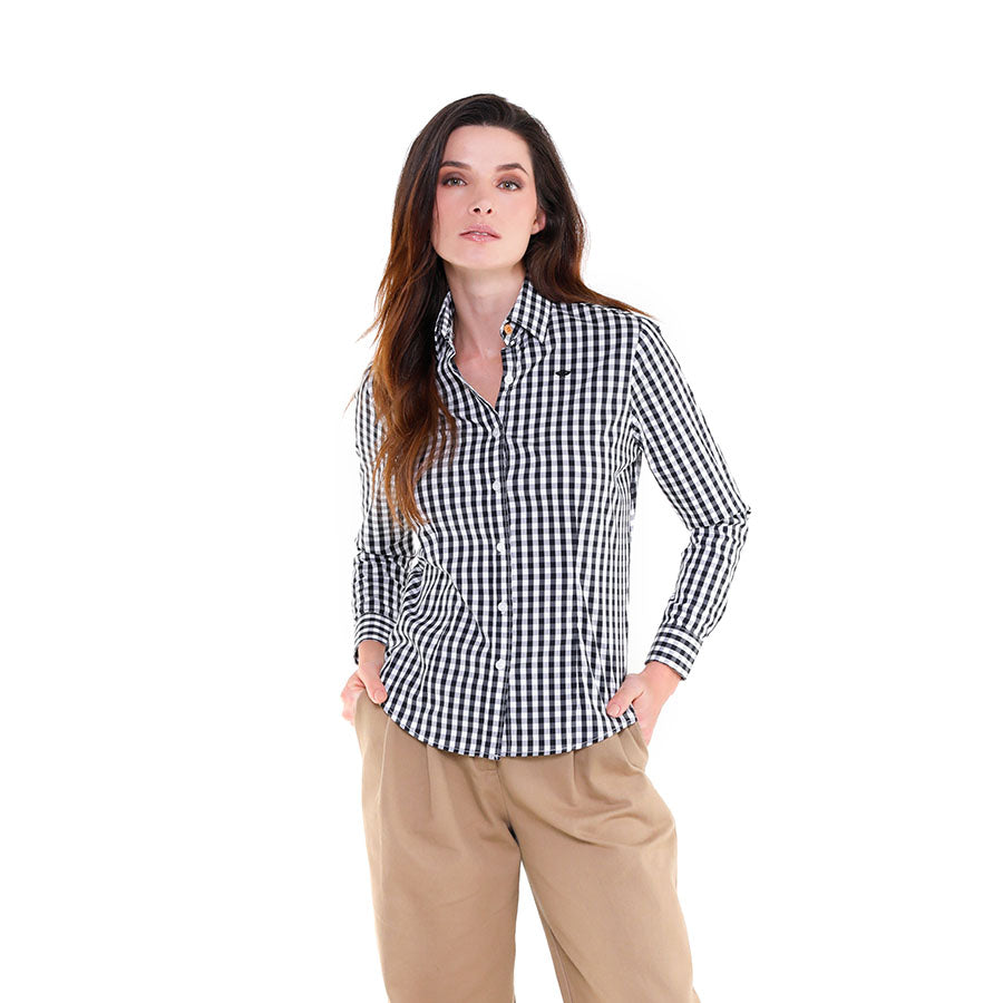 Camisa de Manga Larga Cuadros Negros D-2604