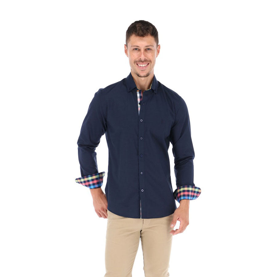 Camisa de Manga Larga Azul Marino E-2046