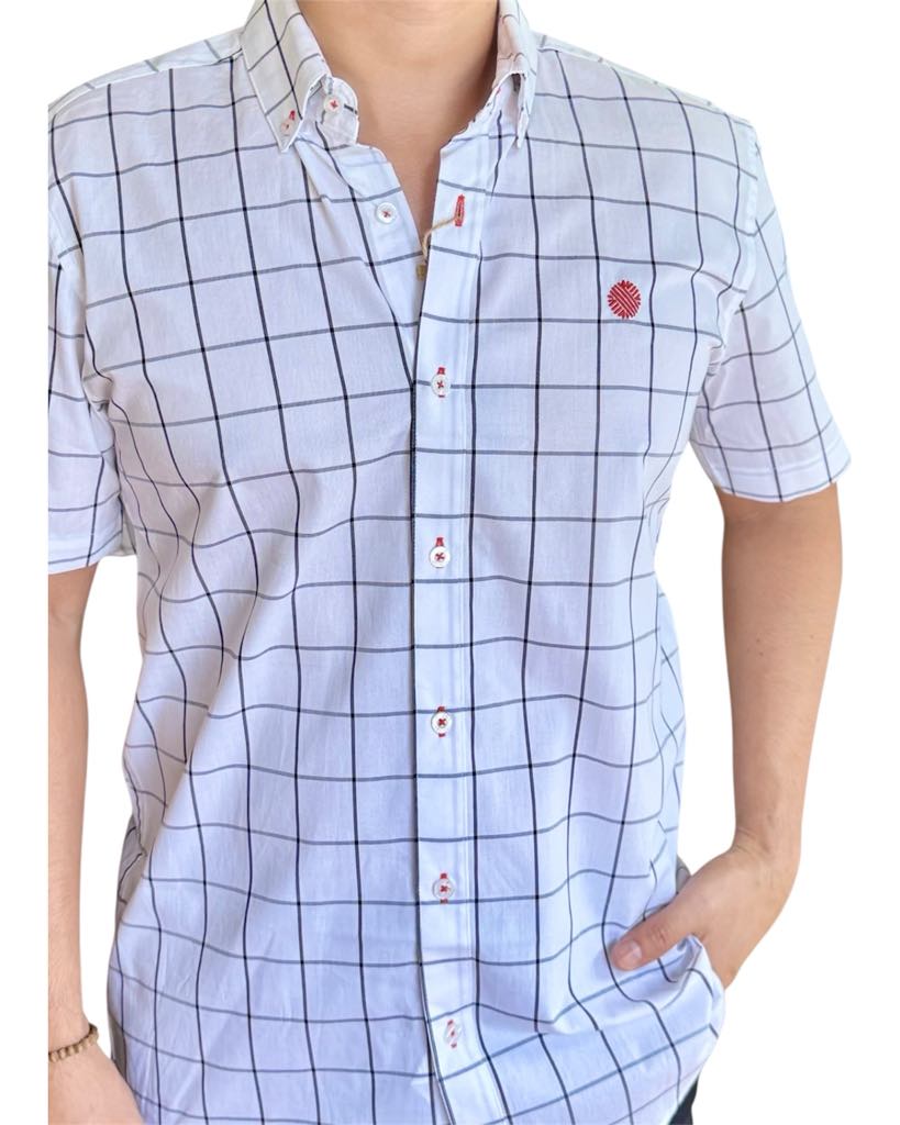 Camisa De Manga Corta A Cuadros MR-1096