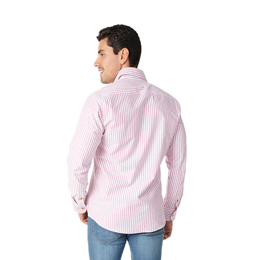 Camisa de Manga Larga A Rayas Rosas C-2577
